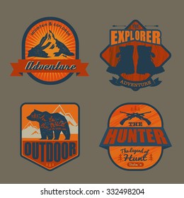 Logo-Vintage Outdoor-Thema, Vektorillustration-Zeichen und Symbol