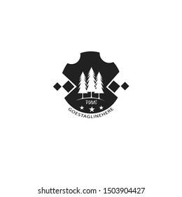 logo Vintage pinus vector template  with frame, star design  illustrasion