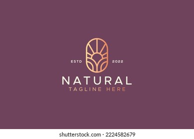 Logo Vintage Premium Sign Symbol Sun Farm Field and Agriculture Geometric Outline.