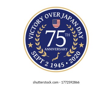 Logo for the V-J Day 75th Anniversary - 2 september 1945, the WII Victory Over Japan Day