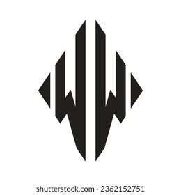 Logotipo W Rhombus Condensado Monograma 3 Letras Tipo De Letra Alfabeto Logotipo Bloqueo