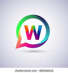 logo W letter colorful on circle chat icon. Vector design for your application or company identity.