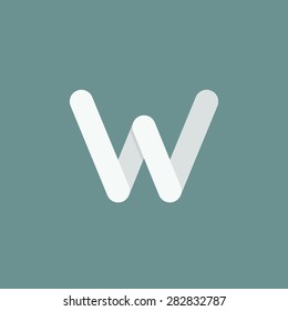 Logo W letter. Isolated on green background. Vector illustration, eps 10.
