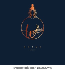 logo wa, aw. perfume bottle logo and lettering inspiration. copper colored logo