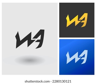 Logotipo WA Monograma de forma de letra para la compañía