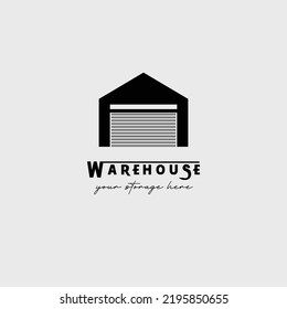 logo warehouse with closed doors vector illustration design