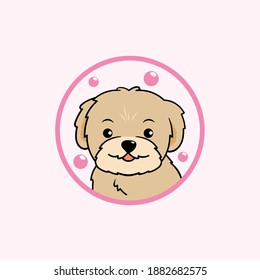 a logo with a warm smiling puppy.