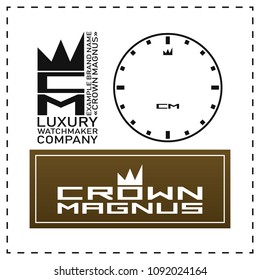 Logo for watchmaking company. Vector illustration design with example name. Self made logo.