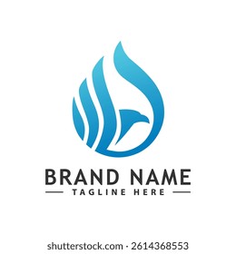 logo water drop and eagle concept. Eagle logo design. Editable color