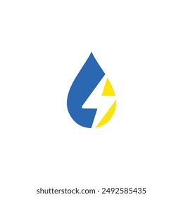 Diseño único eléctrico de la gota de agua del logotipo con el fondo blanco