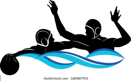 Logo water polo vector in black and white illustration