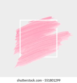 Logo watercolor background banner vector. Art abstract brush paint texture design acrylic stroke over square frame vector illustration. Perfect design for headline and sale banner. 