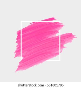 Logo watercolor background banner vector. Art abstract brush paint texture design acrylic stroke over square frame vector illustration. Perfect design for headline and sale banner. 