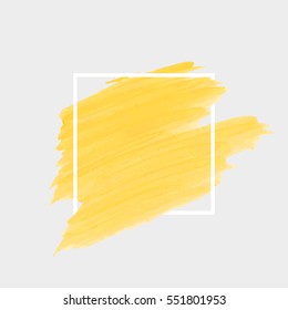 Logo watercolor background banner vector. Art abstract brush paint texture design acrylic stroke over square frame vector illustration. Perfect design for headline and sale banner. 