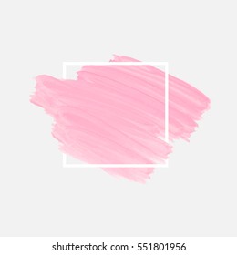 Logo watercolor background banner vector. Art abstract brush paint texture design acrylic stroke over square frame vector illustration. Perfect design for headline and sale banner. 