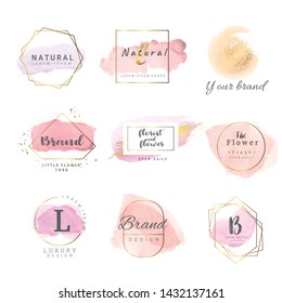 Logo watercolor background banner
for wedding,luxury  logo,banner,badge,printing,product,package.vector illustration
