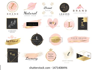Logo watercolor background banner
for wedding,luxury  logo,banner,badge,printing,product,package.vector illustration