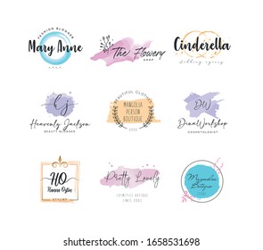 Logo watercolor background banner for wedding,luxury logo,banner,badge,printing,product,package.vector illustration
