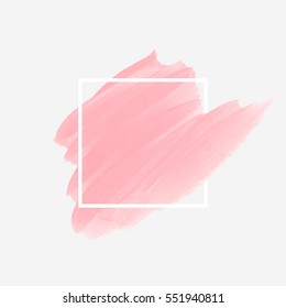Logo watercolor banner background. Art abstract brush paint texture design acrylic stroke over square frame vector illustration. Perfect design for headline and sale banner. 