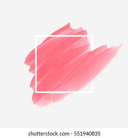 Logo watercolor banner background. Art abstract brush paint texture design acrylic stroke over square frame vector illustration. Perfect design for headline and sale banner. 
