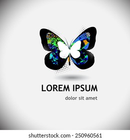 Logo watercolor butterfly. Vector