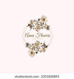 
logo with watercolor pastel daisies