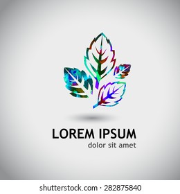 Logo watercolor tree leaves. Vector