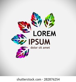 Logo watercolor tree leaves. Vector