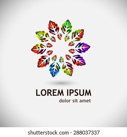 Logo watercolor tree leaves. Vector