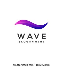 Logo wave With Colorful Purple Color Design Vector