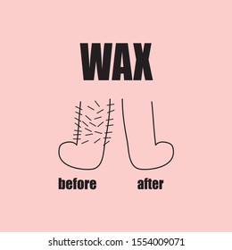 The logo of the waxing shop. The image before and after the waxing is a cute cartoon style.vector cartoon flat.