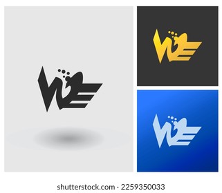 Logo WE letter shape monogram style for company. app button