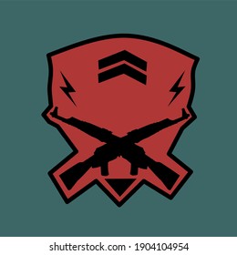 Logo weapons background red for e-sport