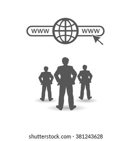 Logo Web site, three facing business men