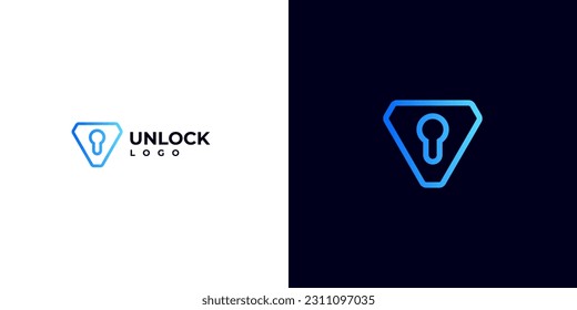 logo for a Web3 Blockchain Development Agency. Unlock logo with V shield Keyhole. safety data logo.