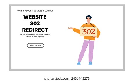 logo website 302 redirect vector. road technology, site ion, online sign logo website 302 redirect web flat cartoon illustration