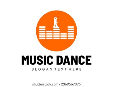 logo wedding couple dance music vector logo design