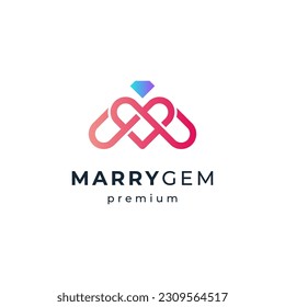 logo for wedding and jewelry brand with letter M and diamonds