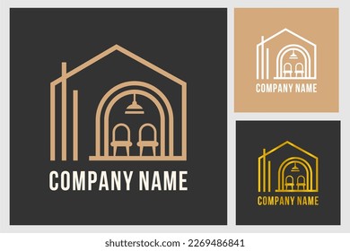 logo wedding organizer set concept with gold color