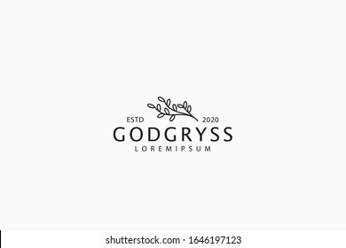 Logo of wedding plants, beauty plant vector line art illustration