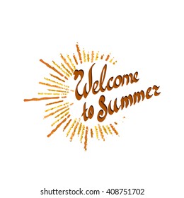logo with Welcome to summer text with sunshine 