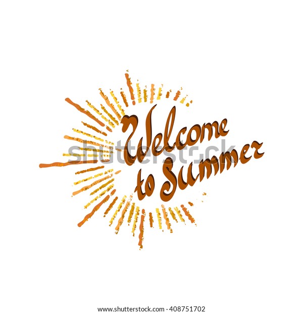 logo with\
Welcome to summer text with sunshine\

