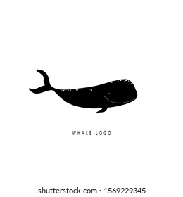 Logo whale icon. Vector isolated illustration of an ocean animal silhouette. A simple solution for graphic and web design.