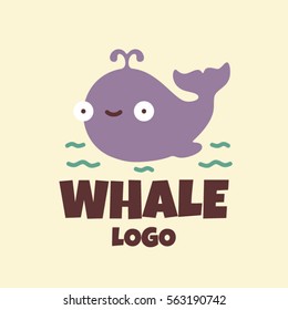 Logo with a whale on a light background in vector.