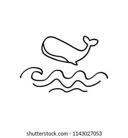 Logo with whale. Sea fish. Vector.