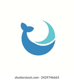 Logo whale tail minimalist with blank background