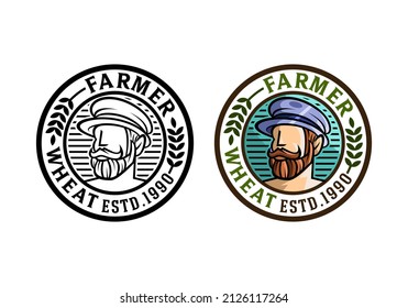 Logo Blé Farmer Circle Modèle d'illustration vectorielle avec une conception simple et élégante