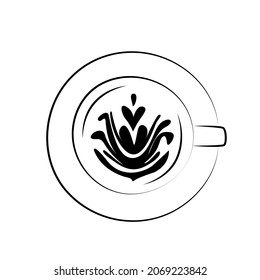 logo white coffee cup with spoon Top and side view, cappuccino, americano, espresso, mocha, latte, cocoa