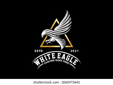 Logo White Eagle With Triangle Gold General Good For Any Industry