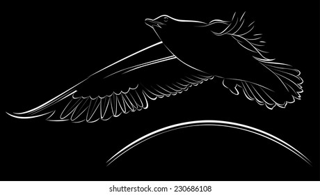 logo of a white gull on a black background